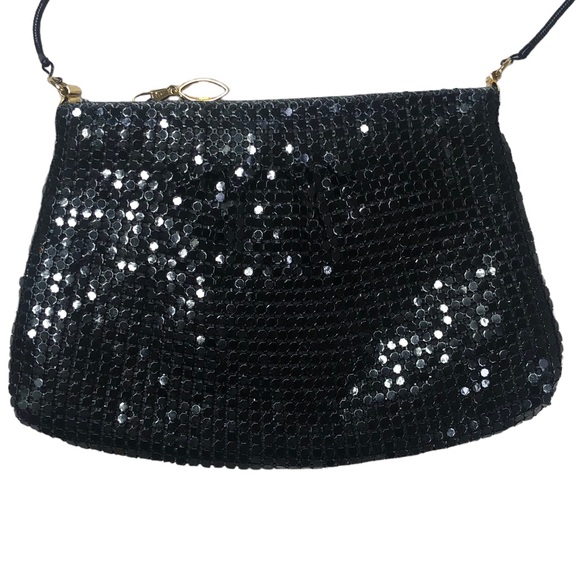 Vintage Y2K Mesh Black Evening Cocktail Bag Crossbody Purse - Picture 4 of 8